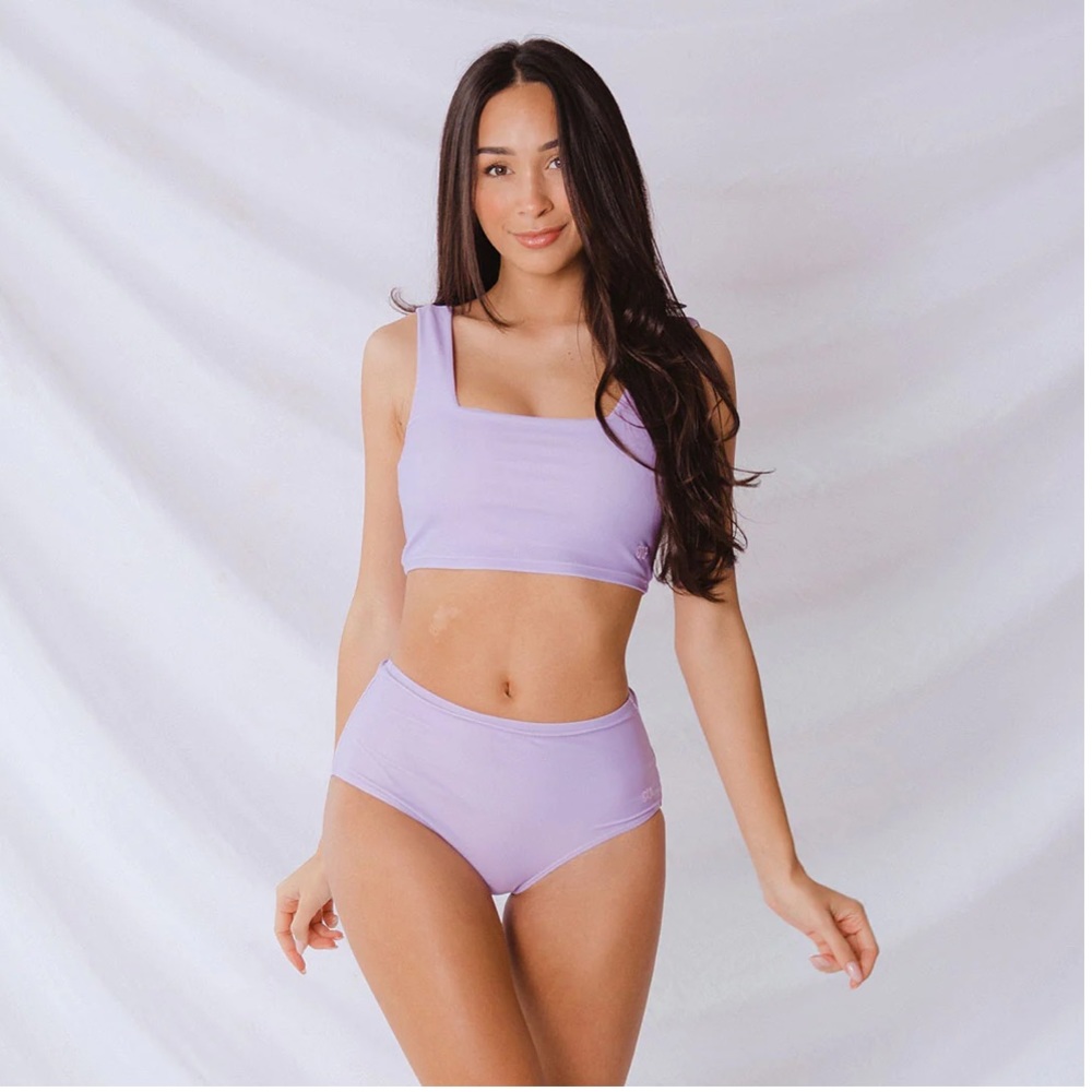 XS Albion fit periwinkle high waisted two piece swim suit